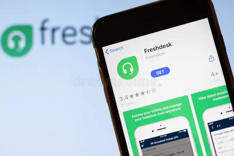 los angeles california usa march freshdesk app logo phone screen close up website background icon illustrative editorial 176448605